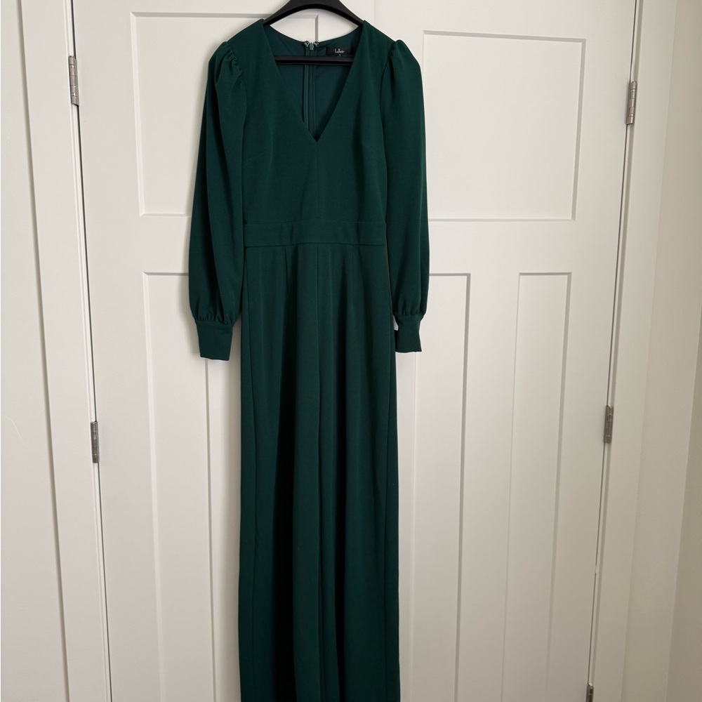Lulu's Emerald Green V-Neck Jumpsuit